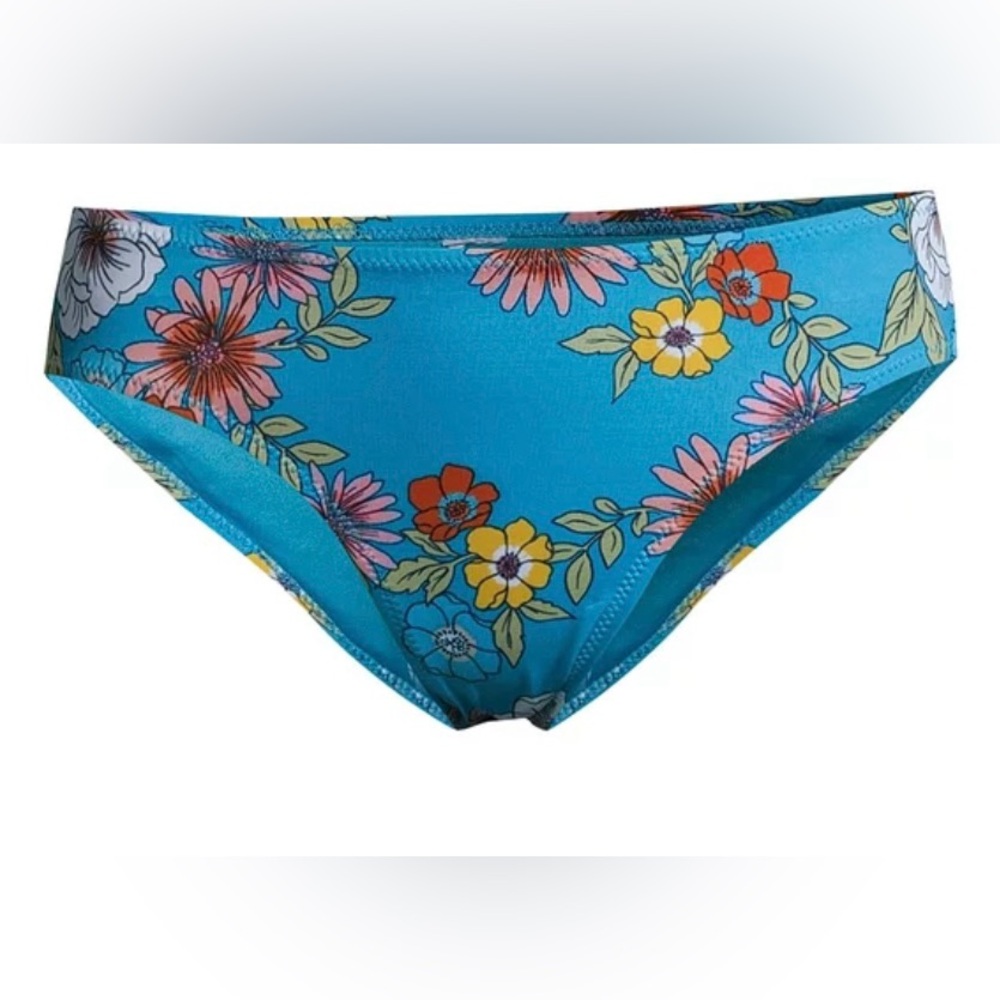 NWT No Boundaries Blue Floral Hipster Bikini Bottoms